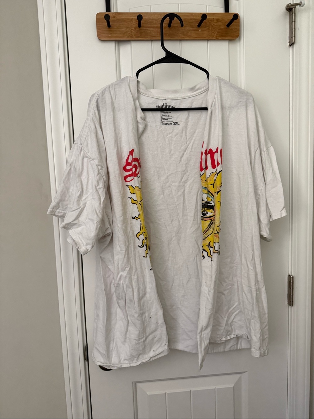 White Graphic Sun Motif Short Sleeve Men’s Shirt